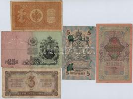 Orosz Birodalom 1909-1912. (1909) 25R Szign.: Konshin + 1912-1917. (1898) 1R + (1909) 5R + 10R Szign...