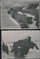 1941 A katonák és munkaszolgálatosok kiásnak egy elakadt vonatot a hóból. 10 db fotó / Labour service on the battlefield, Digging out a trapped train. 10 photos 16x12 cm