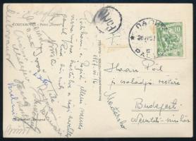1957 Újvidék, Sportolók aláírása hazaküldött képeslapon