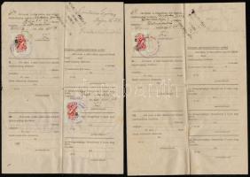 1943-1960 Marhalevél és szállítólevél, összesen 3 db, illetékbélyegekkel
