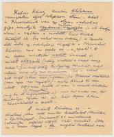 Ferenczy Béni (1890-1967) szobrászművész saját kézzel írt levele egy általa tervezett érem verési munkáival kapcsolatban. Borítékkal.