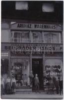 Oravicabánya, Oravita; Belgrader János és Fia üzlete és kirakata / Johann Belgrader & Sohn / shop front with owner. photo