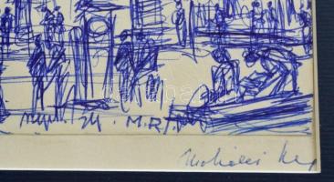 Mohácsi Regős Ferenc (1917-2003): Park. Toll, papír, jelzett, üvegezett 8×14 cm