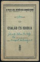 1939 Pesti Izraelita Hitközség Gimnáziuma Család és iskola értesítője, 16 p.