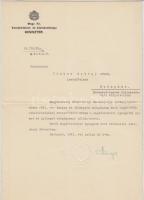 1941 Varga József kereskedelem és közlekedésügyi miniszter aláírása kinevezésen