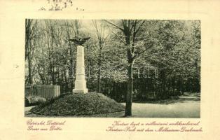 Detta, Ghedu, Deta; Kratzer liget, Milleniumi emlékszobor. W. L. Bp. 1117. / Kratzer-Park mit dem Millenium Denkmale / park, monument (Rb)