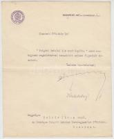 1896 Klebersberg Kunó vallás és közoktatásügyi miniszter aláírása hivatalos levélen