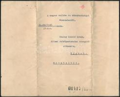 1945 Teleki Géza vallás és közoktatásügyi miniszter aláírása hivatalos levélen