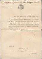 1937 Hóman Bálint vallás és közoktatásügyi miniszter aláírása hivatalos levélen