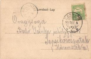 1900 Cegléd, Kossuth tér, Városháza. Címeres szecessziós litho keret / Coat of arms, Art Nouveau, li...