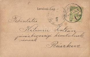 1904 Cegléd, Református templom. Címeres szecessziós litho keret / Coat of arms, Art Nouveau, litho ...