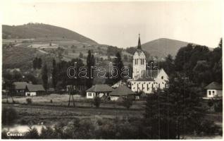 Csucsa, Ciucea; látkép, Református templom / church, general view