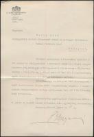 1936 Sztranyavszky Sándor, a képviselőház elnökének aláírása hivatalos levélen
