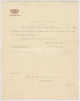 1944 Tasnádi Nagy András a képviselőház elnökének aláírása hivatalos levélen
