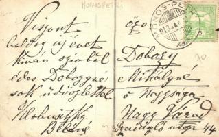 1913 Monospetri, Petreu; Klobusiczky kastély. Klobusiczky Béláné levele és aláírása a hátoldalon / c...