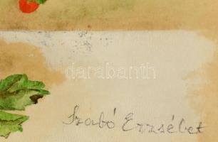 Szabó Erzsébet (?-): Virágcsendélet. Akvarell, papír, jelzett, üvegezett keretben, 34×25 cm