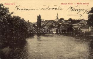 Szászrégen, Reghin; Maros folyó. 1636. Hübner Ignácz kiadása / Maros Fluss / Mures River (EK)