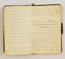 1917 Hadi-napló és jegyzetfüzet a frontról, különféle érdekes írásokkal. Kissé megviselt bőrkötésben