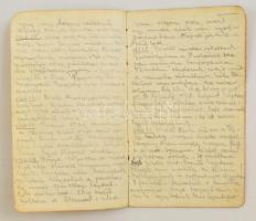 1917 Hadi-napló és jegyzetfüzet a frontról, különféle érdekes írásokkal. Kissé megviselt bőrkötésben