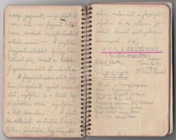 1941 Marosvásárhelyi karpaszományos őrvezető jegyzetfüzete  érdekes írásokkal, rajzokkal, jegyzetekk...