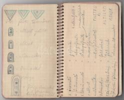 1941 Marosvásárhelyi karpaszományos őrvezető jegyzetfüzete  érdekes írásokkal, rajzokkal, jegyzetekk...