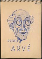 Biczó András (1888-1957) karikatúrái 1940-41-ből. Jegyzetfüzet 27 rajzzal. Ceruza, papír. 13x17 cm