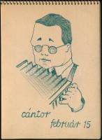 Biczó András (1888-1957) karikatúrái 1940-41-ből. Jegyzetfüzet 27 rajzzal. Ceruza, papír. 13x17 cm