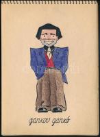 Biczó András (1888-1957) karikatúrái 1940-41-ből. Jegyzetfüzet 27 rajzzal. Ceruza, papír. 13x17 cm