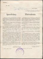 1946-47 Csehszlovák-magyar lakosságcsere a Felvidéken. Kitelepített család dokumentumai. 9 db