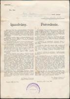 1946-47 Csehszlovák-magyar lakosságcsere a Felvidéken. Kitelepített család dokumentumai. 9 db