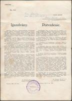 1946-47 Csehszlovák-magyar lakosságcsere a Felvidéken. Kitelepített család dokumentumai. 9 db