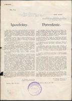 1946-47 Csehszlovák-magyar lakosságcsere a Felvidéken. Kitelepített család dokumentumai. 9 db