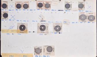 ~100db-os vegyes magyar érme tétel gyűrűs mappa lapjaira rögzítve, közte egy ezüst: 1849NB 6kr Ag T:...