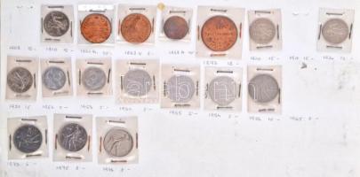 ~323db-os vegyes külföldi érme tétel gyűrűs mappában papírlapokra rögzítve, közte Csehszlovákia, Len...