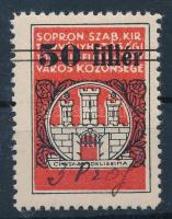 1944 Sopron városi illetékbélyeg 3 P / 20 f eredeti enyvezéssel