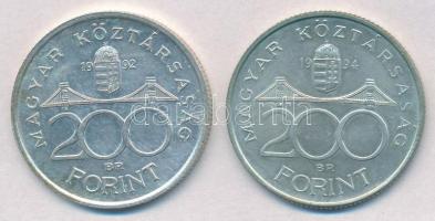 1992-1994. 200Ft Ag "MNB/Deák" (2x) T:1-,2 kis patina