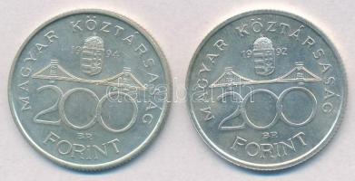 1992-1994. 200Ft Ag "MNB/Deák" (2x) T:1-,2