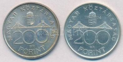 1993-1994. 200Ft Ag "MNB/Deák" (2x) T:2 patina