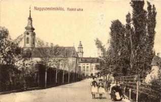 Nagyszentmiklós, Sannicolau Mare; Kishíd utca, templomok. W. L. Bp. 2108. Kiadja Wiener Náthán / street view, churches