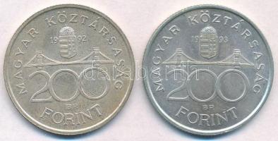 1992-1993. 200Ft Ag "MNB" (2x) T:1-,2 patina