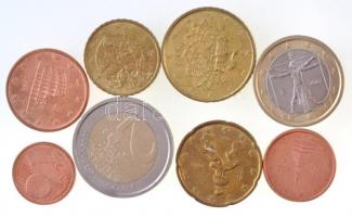 Olaszország 2002. 1c-2E (8xklf) forgalmi sor T:1-,2 Italy 2002. 1 Cent - 2 Euro (8xdiff) coin set C:AU,XF
