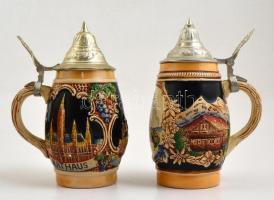 Wien és Mariazell 2 db fedeles söröskorsó, hibátlanok, m: 17 cm