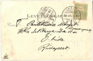 1904 Komárom, Komárnó; Takarékpénztár bérháza, Klapka tér, Nádor utca, Erzsébet szigeti kápolna, MFT...