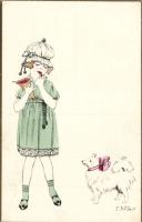 Dog and girl s: E Weber