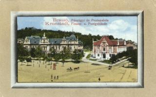 Brassó, Kronstadt, Brasov; Pénzügyi és Posta palota. Benkő Ignácz kiadása / Finanz- u. Postgebäude / Financial and Post palaces - képeslapfüzetből / from postcard booklet (EK)