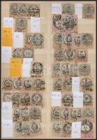 1870-1887 magyar okmánybélyeg összeállítás: fogazat- és vízjelváltozatok berakólapon