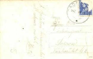 1932 Badacsony, Strandfürdő, fürdőzők, evezősök, vitorlás. Domoniczky S. photo (fa)