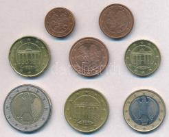 Németország 2002-2003. 1c-2E (8xklf) forgalmi sor T:2,2- Germany 2002-2003. 1 Cent - 2 Euro (8xdiff) coin set C:XF,VF