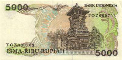 Indonézia 1984-88. 100R, 500R (2x) 2klf papíron, 1000R, 5000R, 10.000R teljes sor!  T:I
