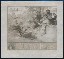 Altheim, Wilhelm (1871-1914): Ex libris Nellie Herz, klisé, papír, jelzett a klisén, 10×11 cm